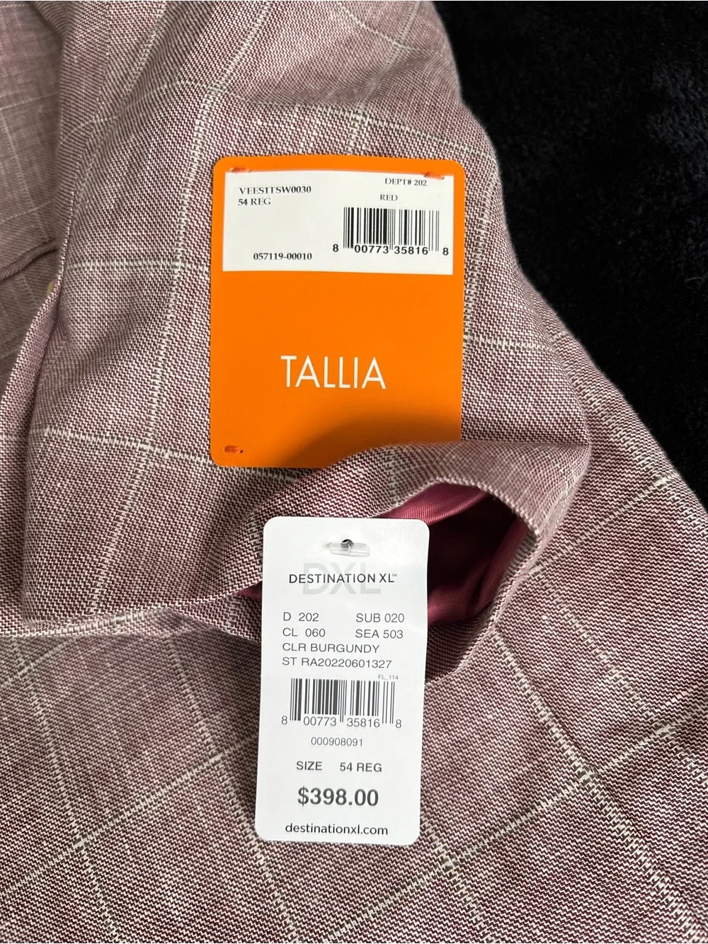 TALLIA Rosy Pink Plaid Sport Coat with light Cream Elbow Patches - Picture 11 of 13